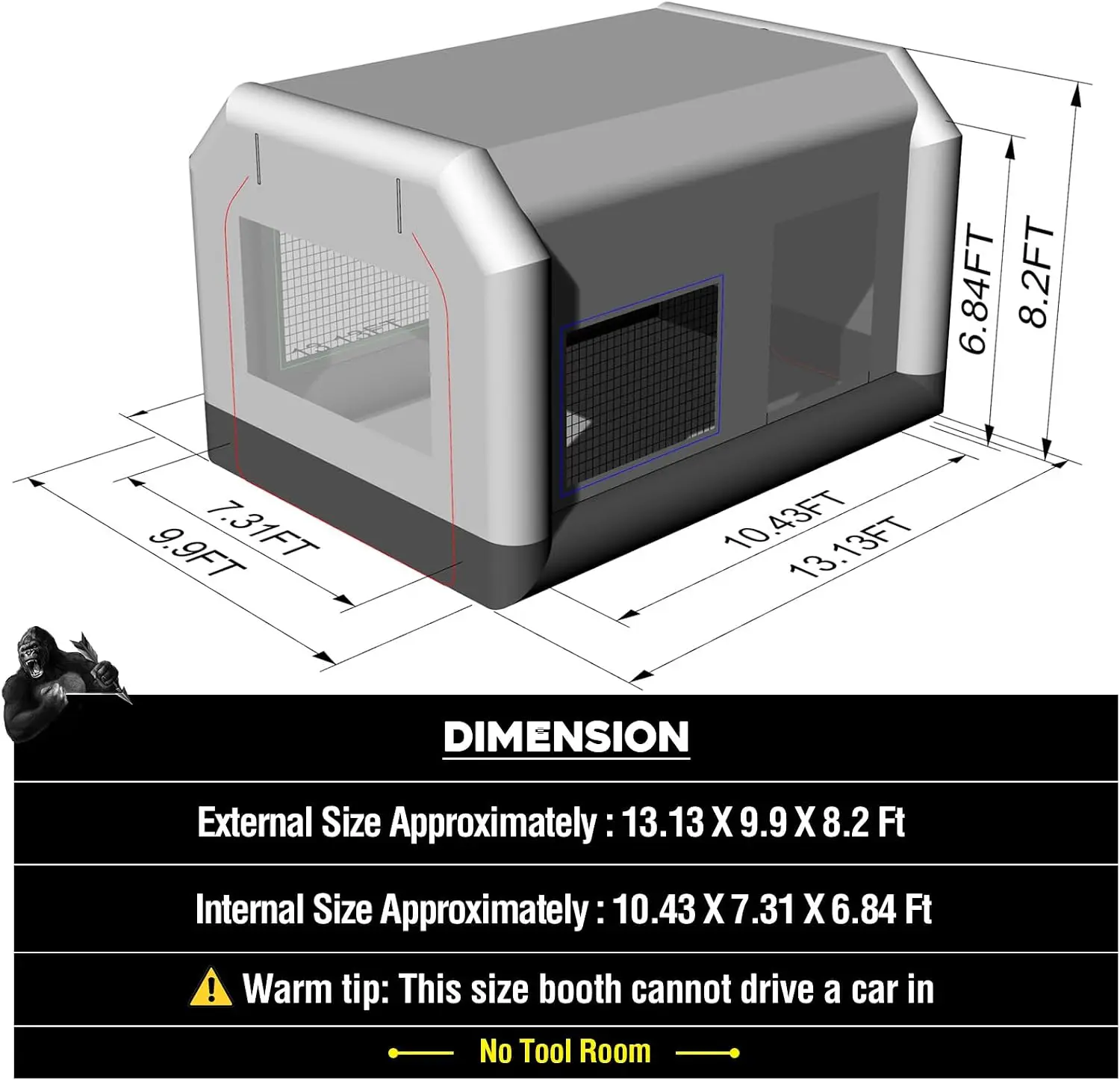 Tenda Cat Tiup 13x10x8Ft denga - Inflatable Paint Booth ulasan dan harga